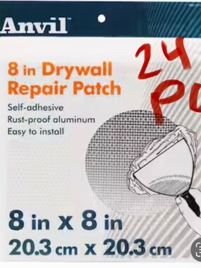 Lots of 24 pcs Anvil 8 in Drywall Repair Patch 8 in * 8 in  - White